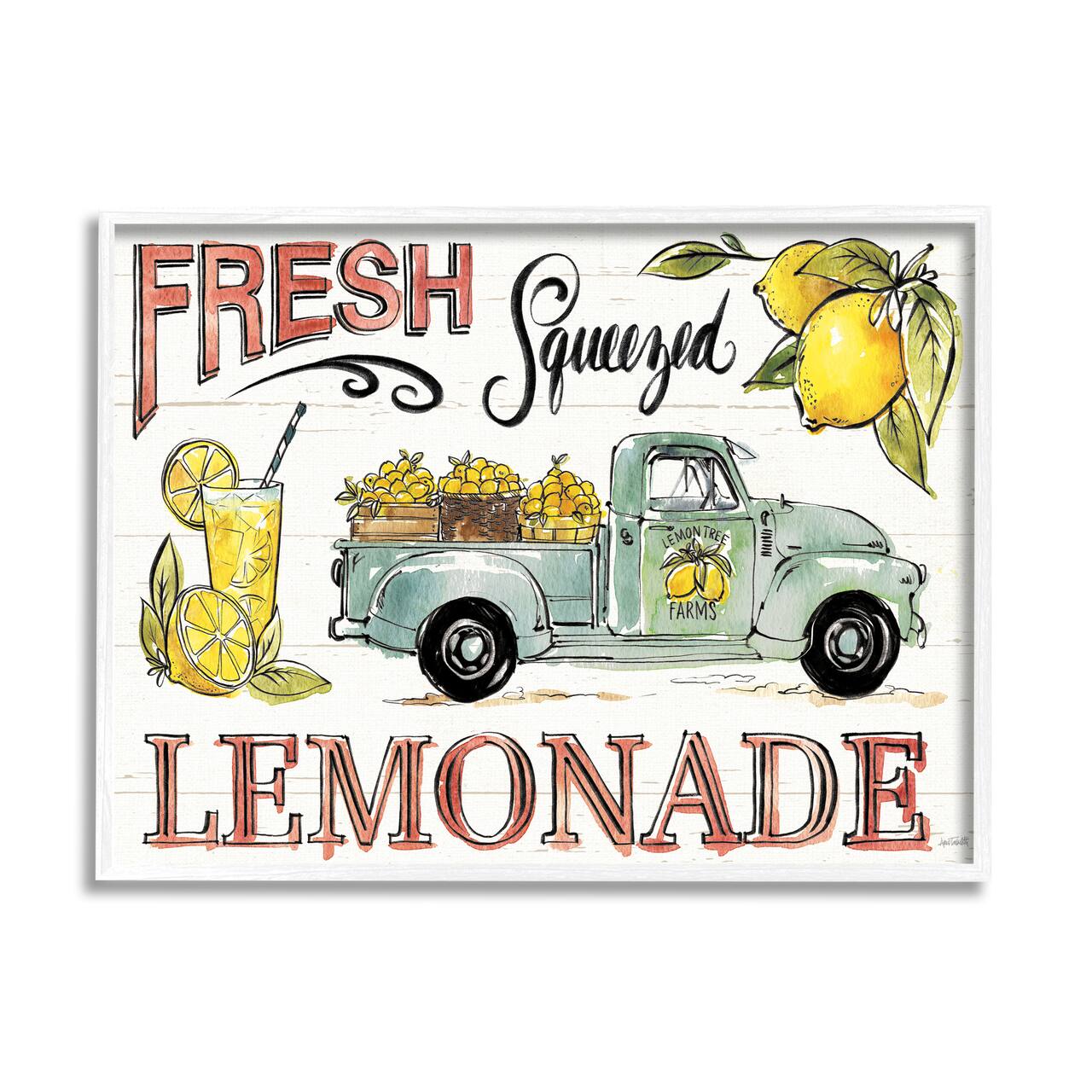 Stupell Industries Fresh Squeezed Lemonade Truck Country Summer Drink Framed Wall Art